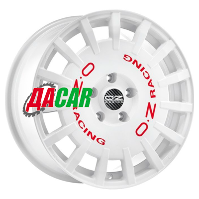 OZ Rally Racing 8x17/5x100 ET48 D68 Race White + Red Lettering